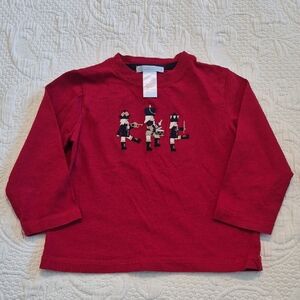 Janie and Jack boys 18 - 24 months red toy soldier 3/4 sleeve shirt VGUC